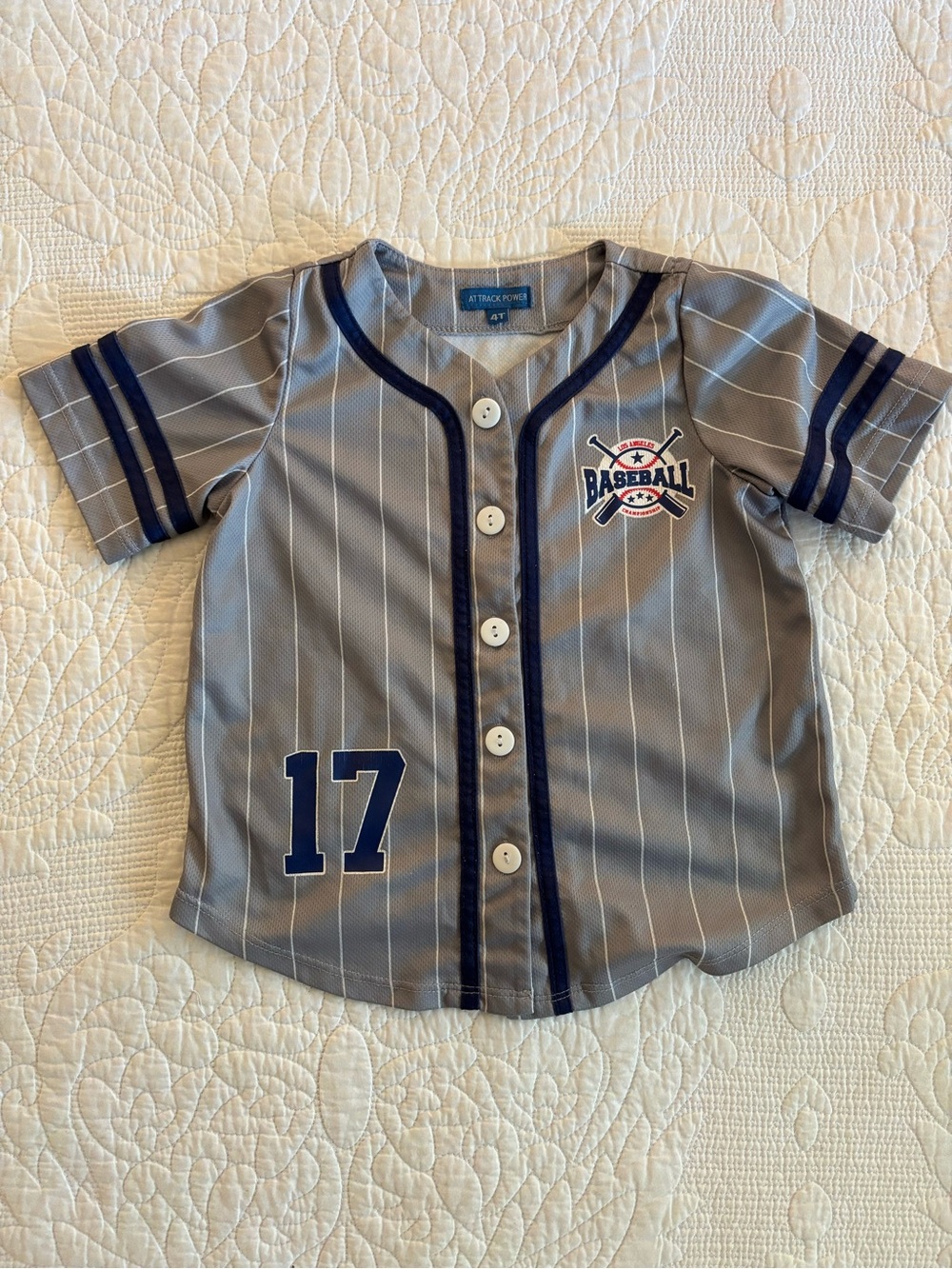 Los Angeles Grey & Navy Kids Baseball Jersey with Number 17